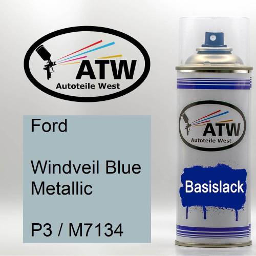 Ford, Windveil Blue Metallic, P3 / M7134: 400ml Sprühdose, von ATW Autoteile West.